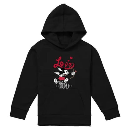Front - Disney Childrens/Kids Love You Mickey Mouse Cupid Valentine`s Day Hoodie