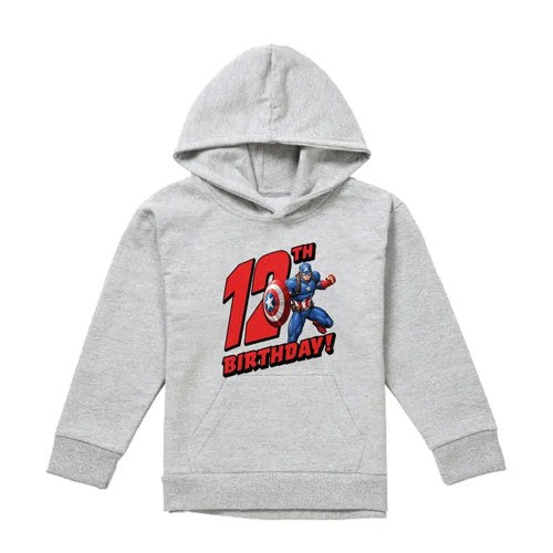 Front - Captain America Childrens/Kids 12th Birthday Heather Pull Over Hoodie