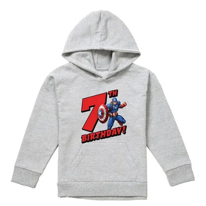 Front - Captain America Childrens/Kids 7th Birthday Heather Pull Over Hoodie