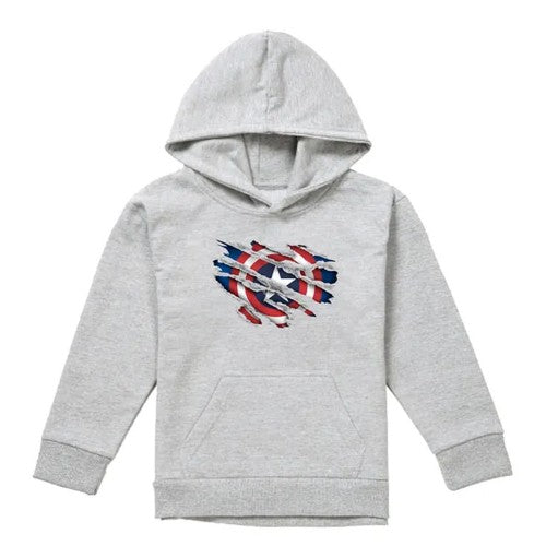 Front - Captain America Childrens/Kids Torn Heather Pull Over Hoodie