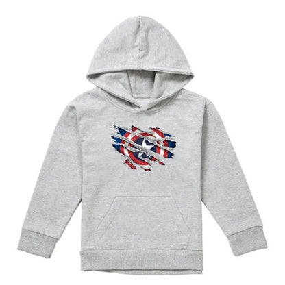 Front - Captain America Childrens/Kids Torn Heather Pull Over Hoodie