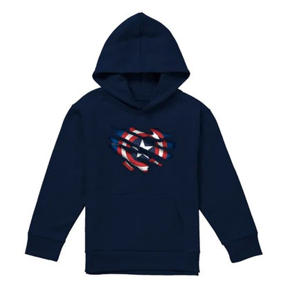 Front - Captain America Childrens/Kids Torn Pull Over Hoodie
