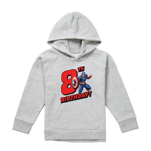 Front - Captain America Childrens/Kids 8th Birthday Heather Pull Over Hoodie
