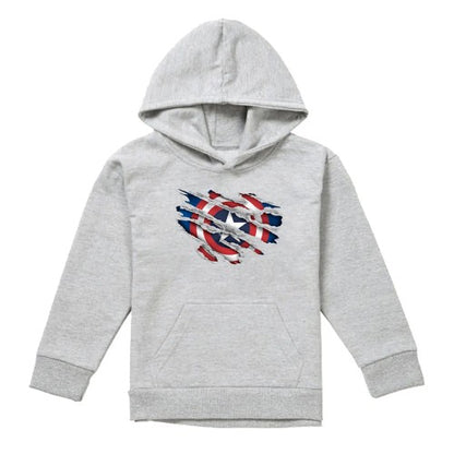 Navy - Front - Captain America Childrens-Kids Pull Over Hoodie