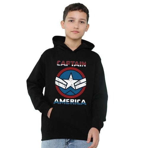 Front - Captain America Childrens/Kids Badge Heather Pull Over Hoodie