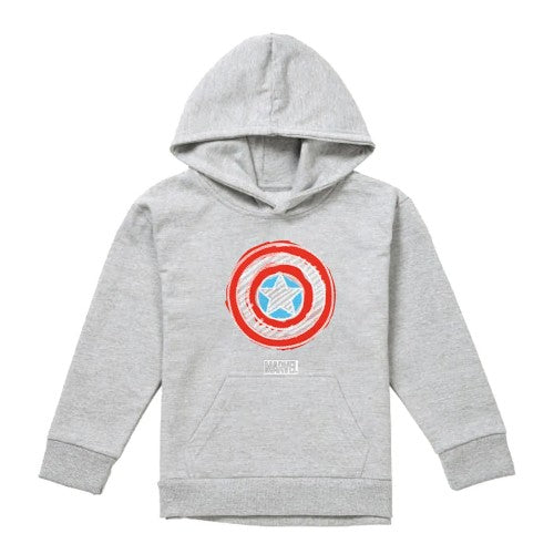Front - Captain America Childrens/Kids Chalk Board Heather Pullover Hoodie