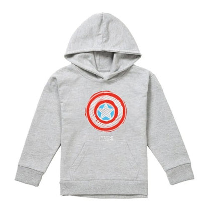 Front - Captain America Childrens/Kids Chalk Board Heather Pullover Hoodie