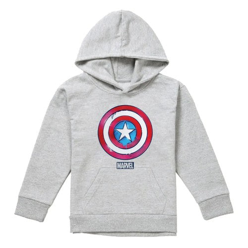Front - Captain America Childrens/Kids Drip Shield Heather Pull Over Hoodie
