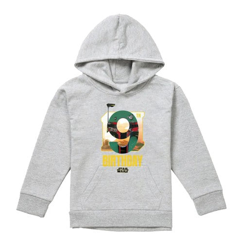Front - Star Wars Childrens/Kids 9 Boba Fett Heather Pullover Hoodie