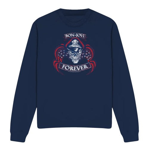 Black - Front - Bon Jovi Unisex Adult Forever Skull Sweatshirt