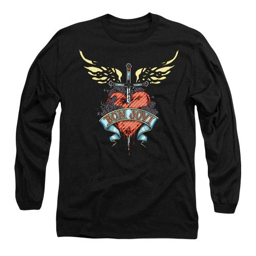 Front - Bon Jovi Unisex Adult Dagger Heart Long-Sleeved T-Shirt