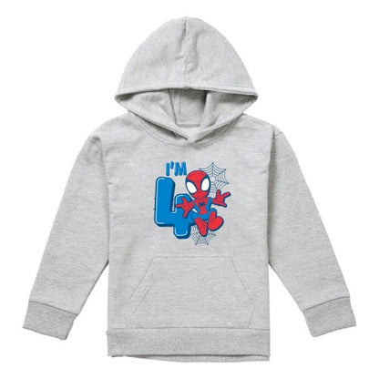 Front - Spider-Man Childrens/Kids Heather Pull Over 4th Birthday Hoodie