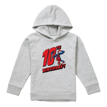 Front - Spider-Man Childrens/Kids Heather Pull Over 10th Birthday Hoodie