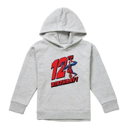 Front - Spider-Man Childrens/Kids Heather Pull Over 12th Birthday Hoodie