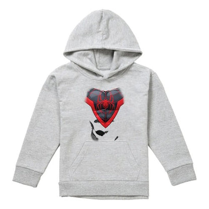 Front - Spider-Man Childrens/Kids Miles Morales Costume Heather Pull Over Hoodie