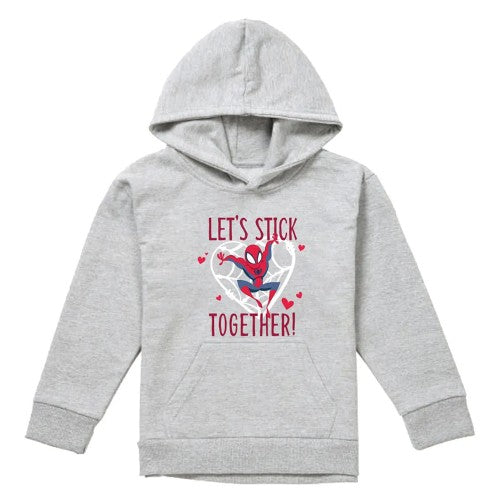 Front - Spider-Man Childrens/Kids Let´s Stick Together Heather Pull Over Valentine`s Day Hoodie
