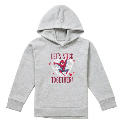 Front - Spider-Man Childrens/Kids Let´s Stick Together Heather Pull Over Valentine`s Day Hoodie