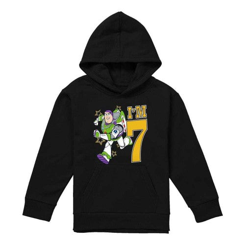 Front - Toy Story Childrens/Kids I´m 7 Buzz Lightyear Birthday Hoodie