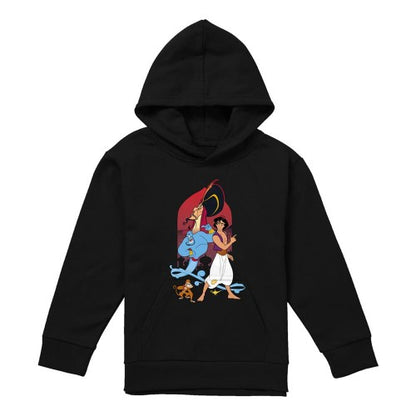 Navy - Front - Aladdin Childrens-Kids Characters Pullover Hoodie
