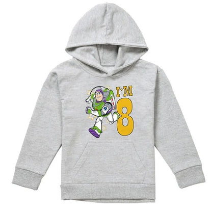 Front - Toy Story Childrens/Kids I´m 8 Buzz Lightyear Heather Birthday Pullover Hoodie