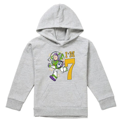Front - Toy Story Childrens/Kids I´m 7 Buzz Lightyear Heather Birthday Pullover Hoodie