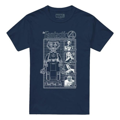 Front - Fantastic Four Unisex Adult First Family And Herbie Blueprint T-Shirt