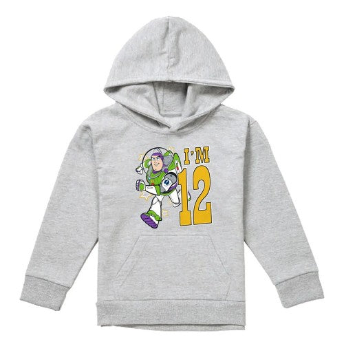 Front - Toy Story Childrens/Kids I´m 12 Buzz Lightyear Heather Birthday Pullover Hoodie