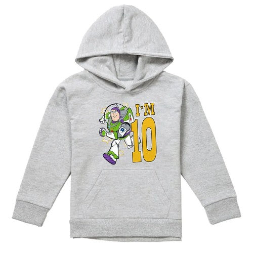Front - Toy Story Childrens/Kids I´m 10 Buzz Lightyear Heather Birthday Pullover Hoodie