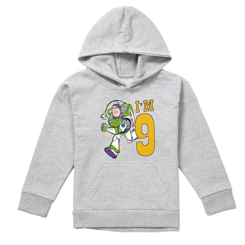Front - Toy Story Childrens/Kids I´m 9 Buzz Lightyear Heather Birthday Pullover Hoodie