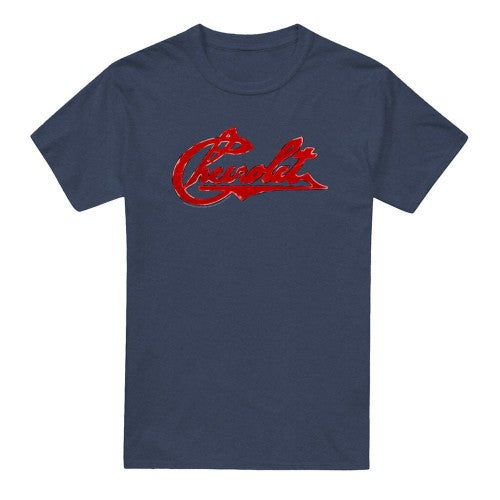Front - Chevrolet Unisex Adult Script Distressed Heather T-Shirt