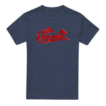 Front - Chevrolet Unisex Adult Script Distressed Heather T-Shirt