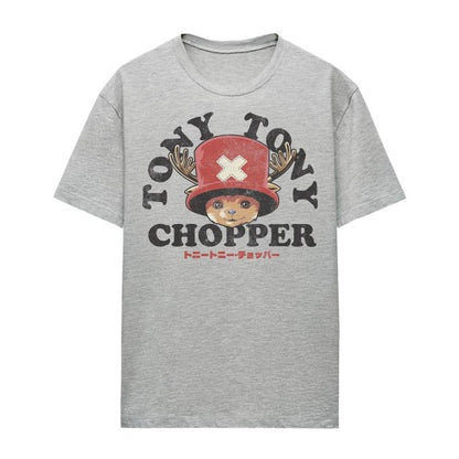 Front - One Piece Womens/Ladies Tony Tony Chopper Face Heather T-Shirt