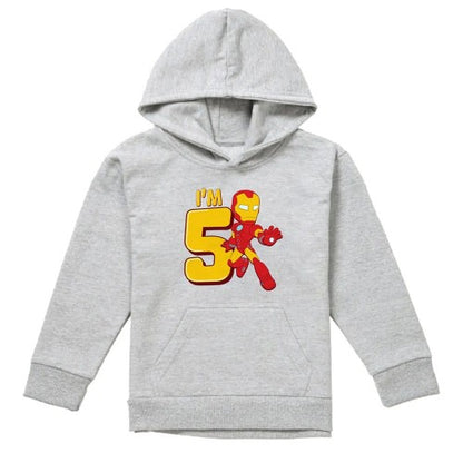 Front - Marvel Childrens/Kids Iron Man Cute 5th Birthday Hoodie