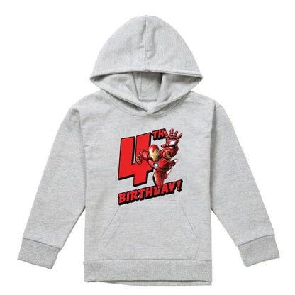 Front - Marvel Childrens/Kids Iron Man 4th Birthday Hoodie