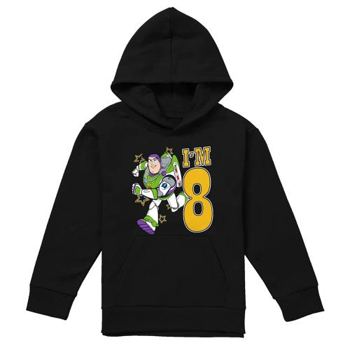 Front - Toy Story Childrens/Kids I´m 8 Buzz Lightyear Birthday Hoodie