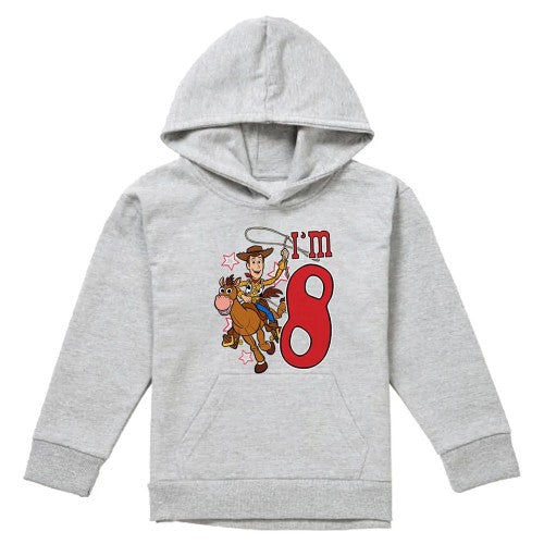 Front - Toy Story Childrens/Kids I´m 8 Woody Heather Birthday Pullover Hoodie