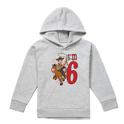 Front - Toy Story Childrens/Kids I´m 6 Woody Heather Birthday Pullover Hoodie