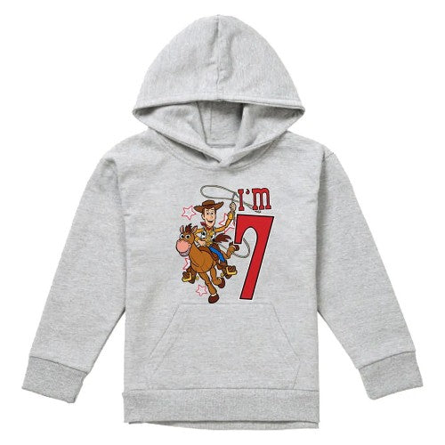Front - Toy Story Childrens/Kids I´m 7 Woody Heather Birthday Pullover Hoodie
