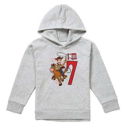 Front - Toy Story Childrens/Kids I´m 7 Woody Heather Birthday Pullover Hoodie