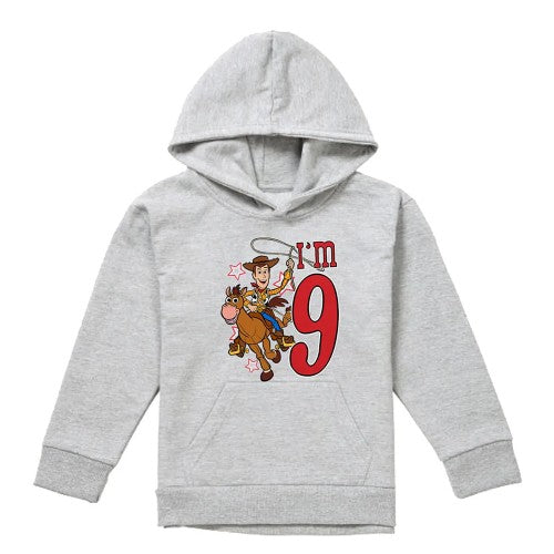 Front - Toy Story Childrens/Kids I´m 9 Woody Heather Birthday Pullover Hoodie