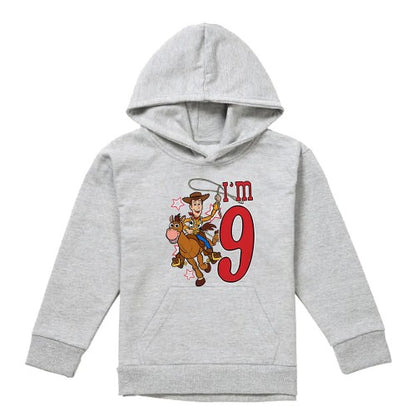 Front - Toy Story Childrens/Kids I´m 9 Woody Heather Birthday Pullover Hoodie