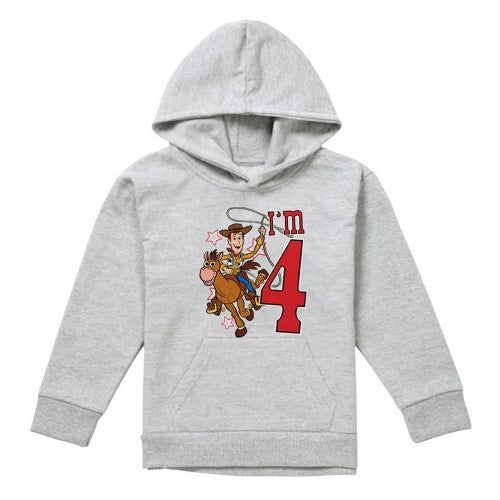 Front - Toy Story Childrens/Kids I´m 4 Woody Heather Birthday Pullover Hoodie