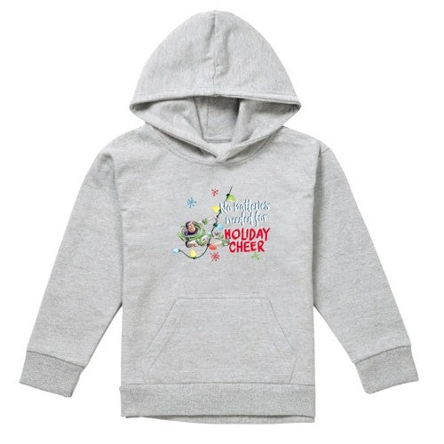 Front - Toy Story Childrens/Kids No Batteries Needed Holiday Cheer Buzz Lightyear Heather Christmas Pullover Hoodie