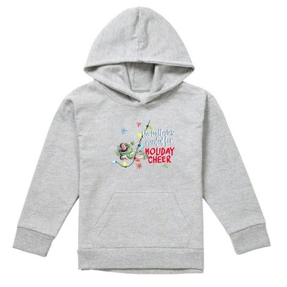 Front - Toy Story Childrens/Kids No Batteries Needed Holiday Cheer Buzz Lightyear Heather Christmas Pullover Hoodie