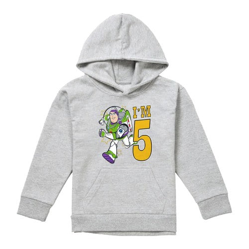 Front - Toy Story Childrens/Kids I'm 5 Buzz Lightyear Heather Birthday Pullover Hoodie