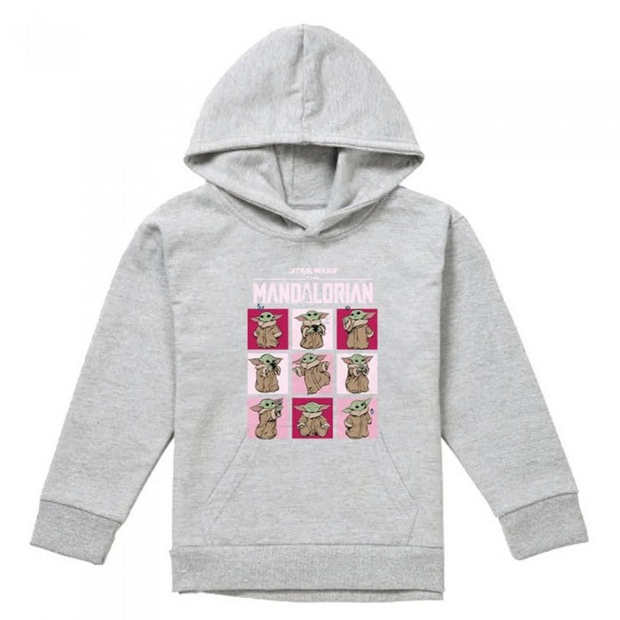 Front - Star Wars The Mandalorian Childrens/Kids Grogu Squares Heather Pullover Hoodie