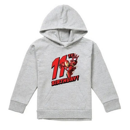 Front - Marvel Childrens/Kids Iron Man Heather 11th Birthday Hoodie