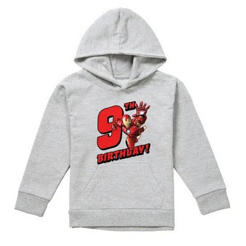 Front - Marvel Childrens/Kids Iron Man Heather 9th Birthday Hoodie