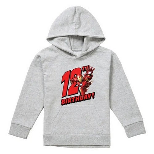Front - Marvel Childrens/Kids Iron Man Heather 12th Birthday Hoodie