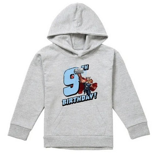 Front - Marvel Childrens/Kids Thor Heather 9th Birthday Hoodie